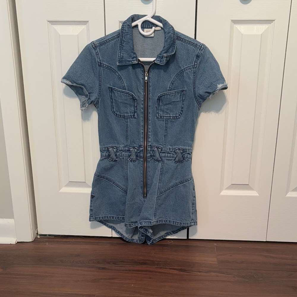 Denim Short Sleeve Romper